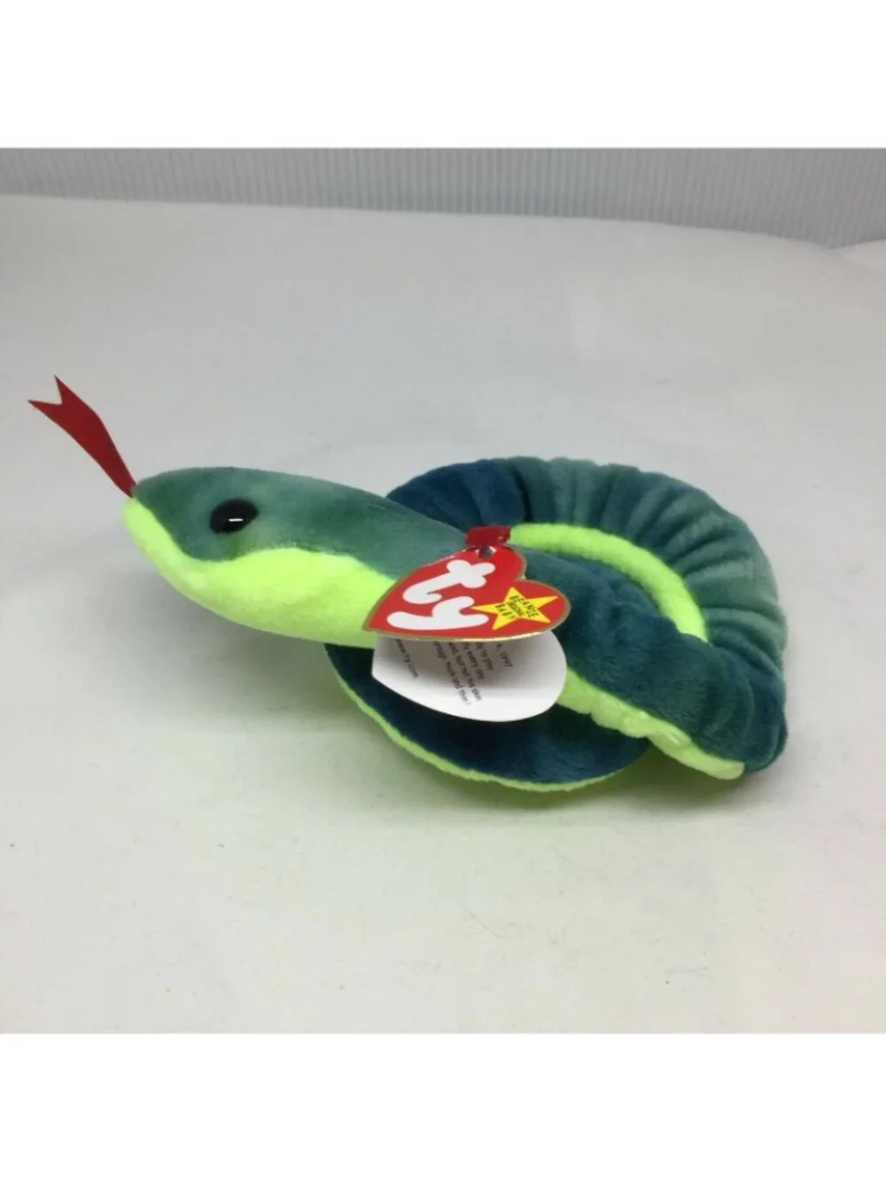 Ty Beanie Baby Hissy Snake Green Plush Stuffed Animal Retired W Tag April 4 1997